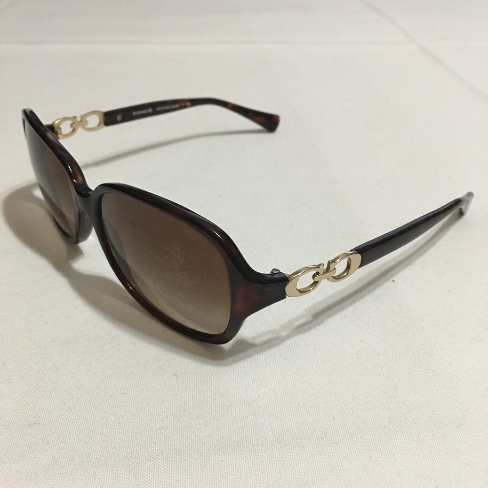 Coach Round Sunglasses HC 8146 (L949) Brown Lens Gold Accents 58-16 135mm